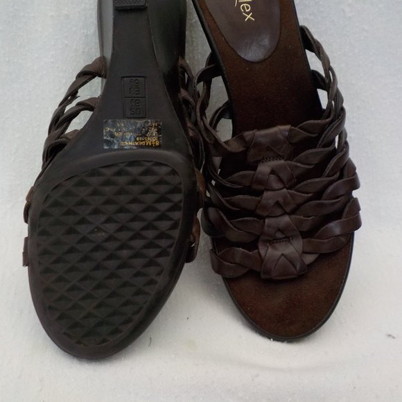 Like New GNW Flex Braided Slide Wedge Sandals Leather Upper Choc Brown SZ 8.5 M - Picture 12 of 12